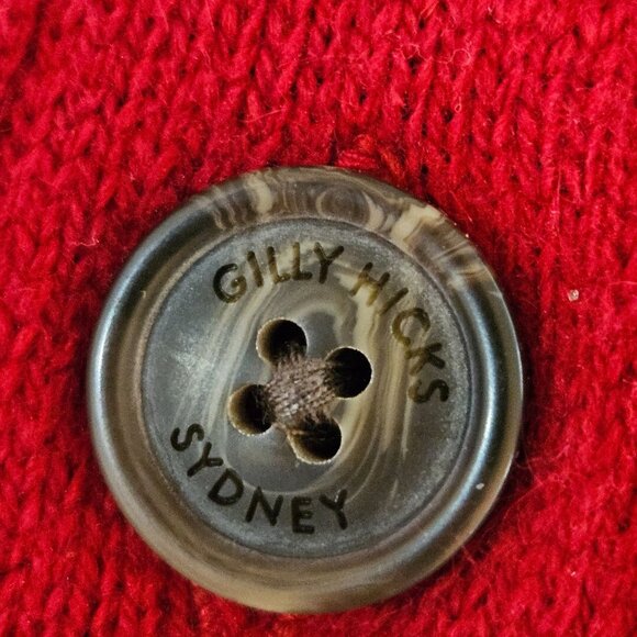 Gilly Hicks Sydney Red Cardigan Sz Small Letter Sweater Button-Up Preppy - Picture 5 of 12